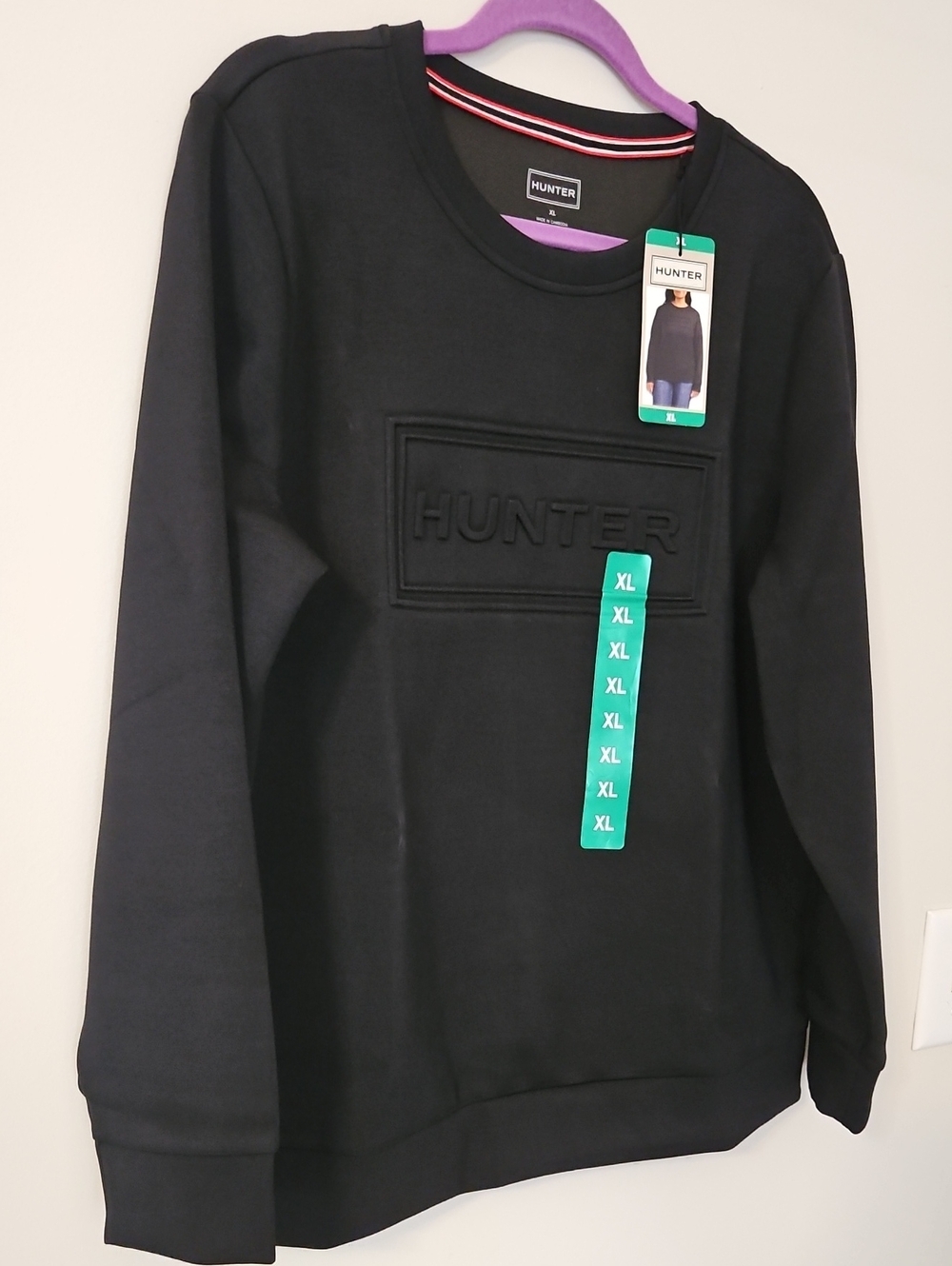 NEW! Hunter Black Embossed Logo Sweatshirt Size XL - Picture 4 of 8